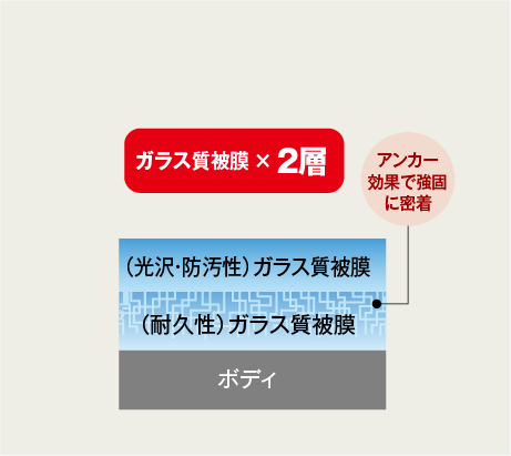 ダブルのガラス質被膜でダブルの効果！